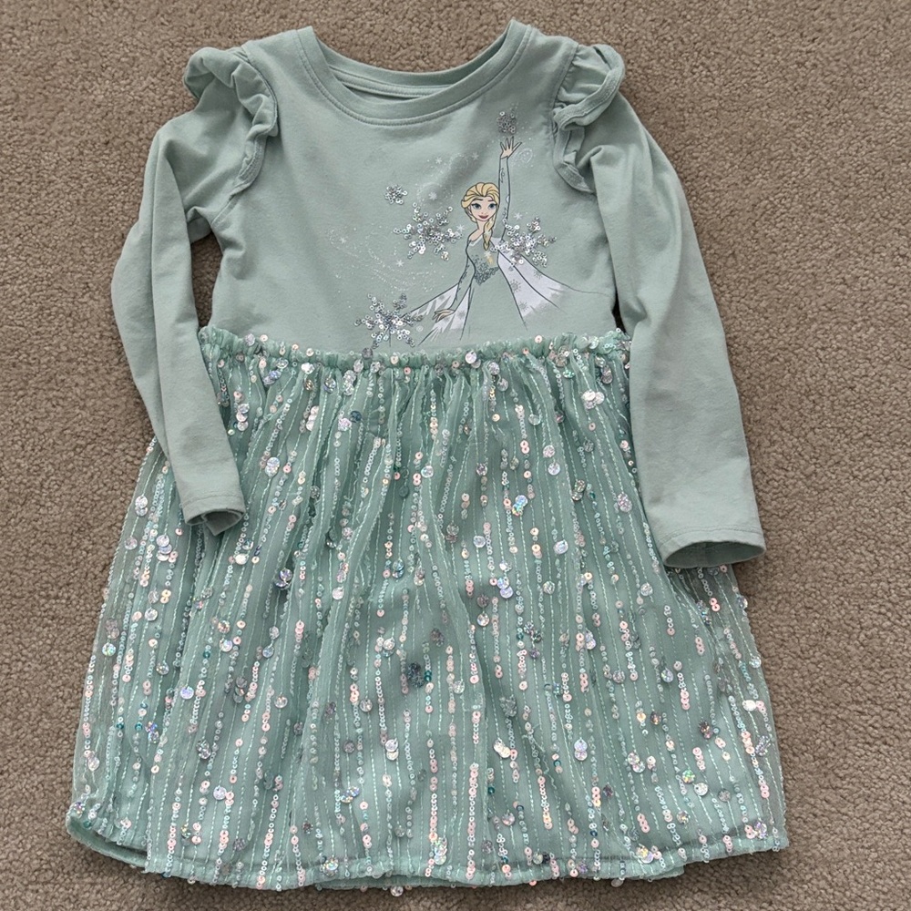 Disney Mint Green Elsa Sequin Tulle Dress